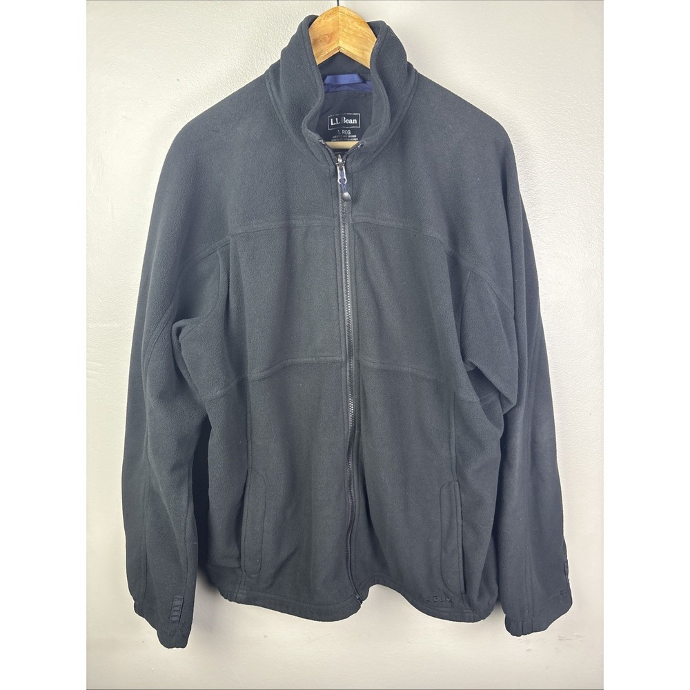 L.L. Bean  Black Fleece Full Zip Jacket Size Large
